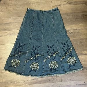 Y2k denim midi skirt